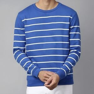 Aeropostale Blue and White Striped Crew Neck Sweater